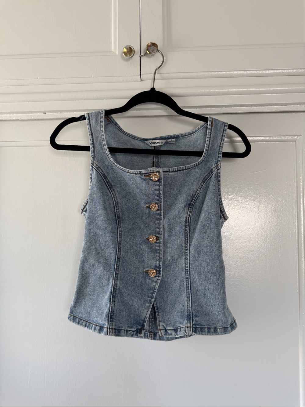 Vigoss Light Blue Denim Button-Front Camisole